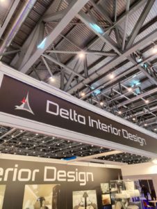 Delta Interior at EBACE 2022 stand sign